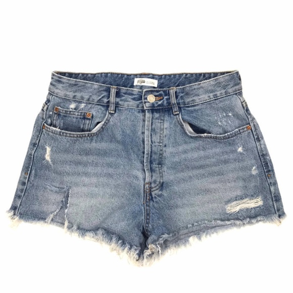 zara trf denim shorts